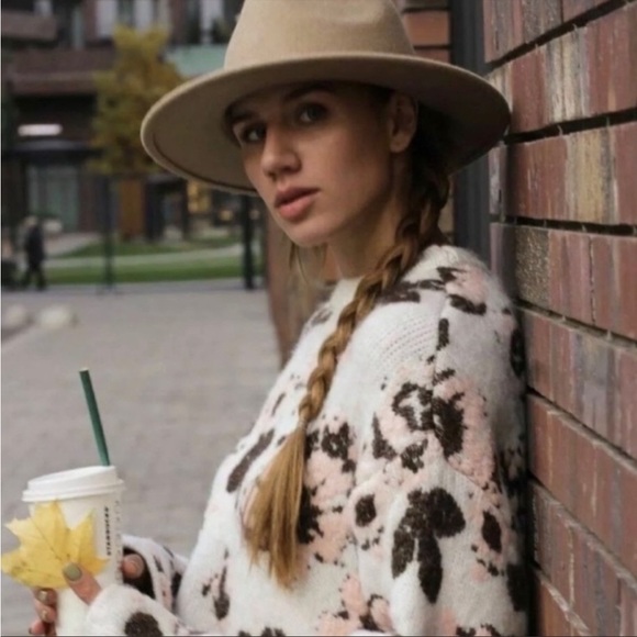 ZARA FLORAL JACQUARD KNIT SWEATER - Picture 7 of 9